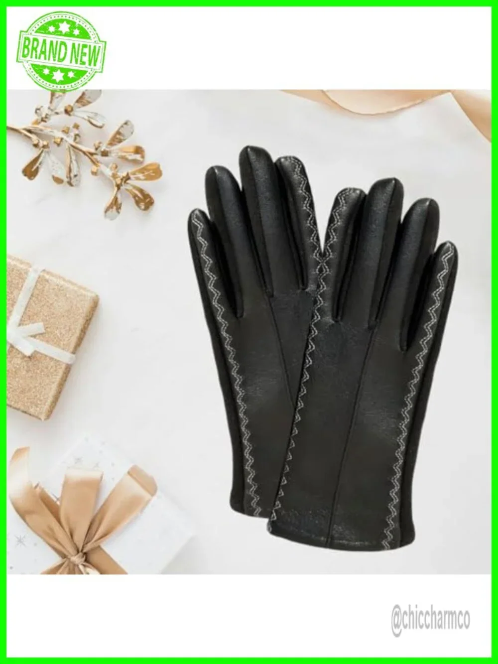 Faux Leather Gloves with Touchscreen Fingertips